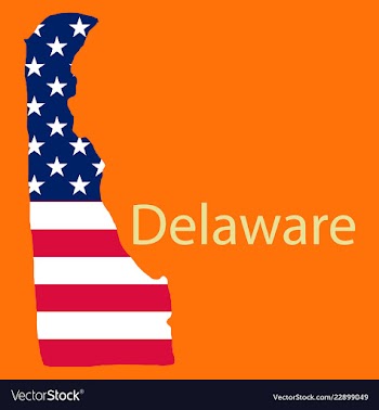 Delaware state of america with map flag print on vector image
