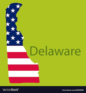 Delaware state of america with map flag print on vector image