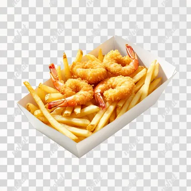 Delectable Shrimp and Fries: A Realistic Food Photography Showcase Delectable Shrimp and Fries: A Realistic Food Photography Showcase