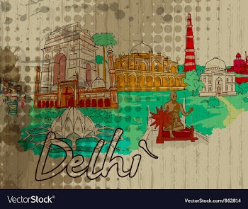 Delhi doodles vector image