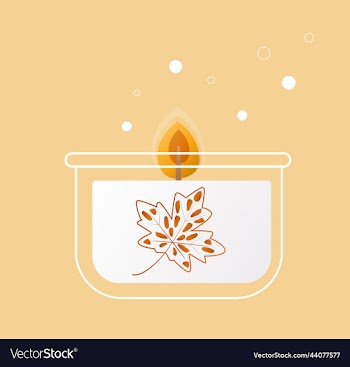 delicate autumn candle with decoration in the