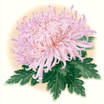 Delicate Blooming Pink Chrysanthemum Illustration