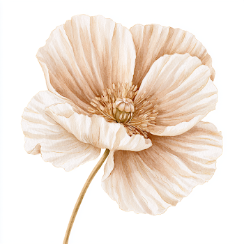 Delicate Blooming Poppy Flower Illustration