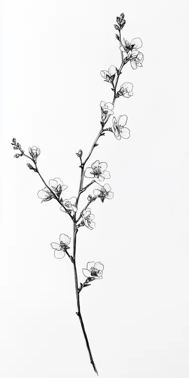 Delicate Blossoms: A Minimalist Branch Sketch