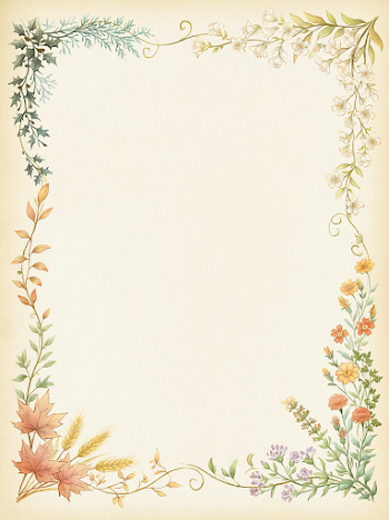Delicate Botanical Frame Border for Book Page
