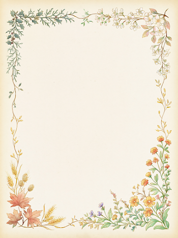 Delicate Botanical Frame Border for Book Page