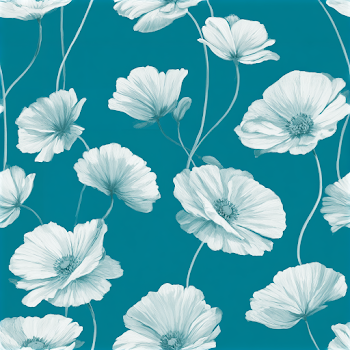 Delicate Botanical Wallpaper Pattern with White Poppies