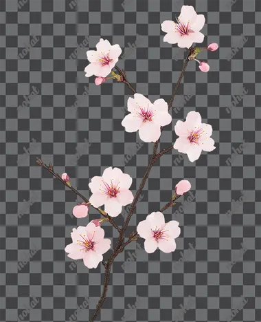 Delicate Cherry Blossom Branch with Buds and Blooms