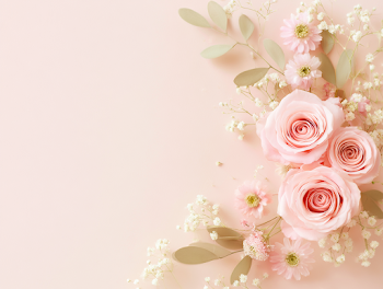Delicate Floral Arrangement on Blush Pink Background