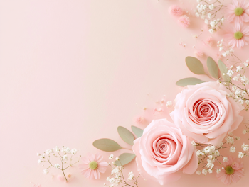 Delicate Floral Flat Lay on Blush Pink Background