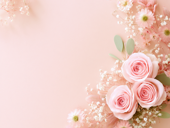 Delicate Floral Flat Lay on Blush Pink Background
