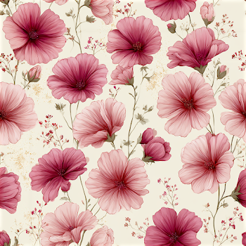 Delicate Floral Pattern of Pink Mallow Blossoms