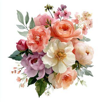 Delicate Hand-Painted Watercolor Flower Bouquet