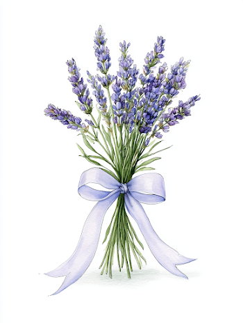 Delicate Lavender Bouquet Watercolor Illustration