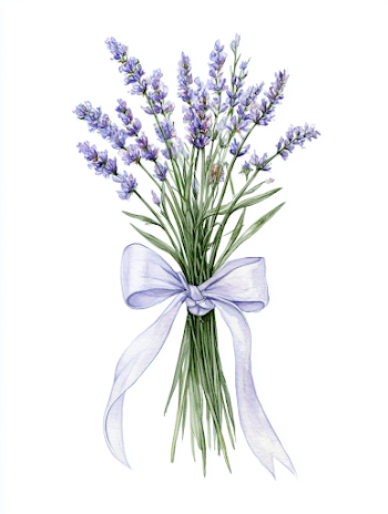 Delicate Lavender Bouquet Watercolor Illustration