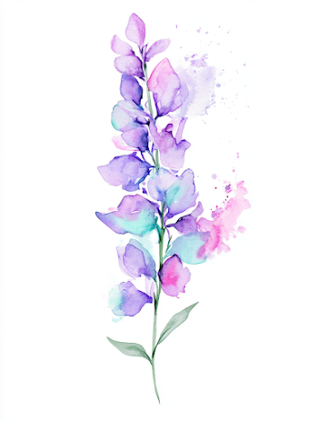 Delicate Lavender Watercolor Wildflower