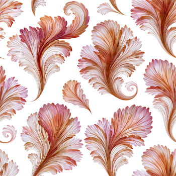 Delicate Paisley Pattern with Autumn Leaves