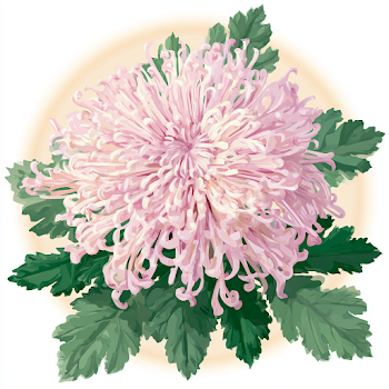 Delicate Pale Pink Chrysanthemum Illustration