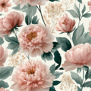 Delicate Peony and Wildflower Botanical Pattern