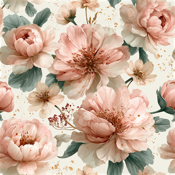 Delicate Peony and Wildflower Botanical Pattern
