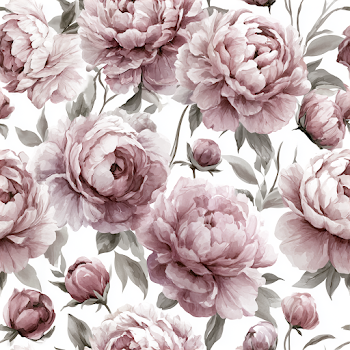 Delicate Peony Floral Seamless Pattern