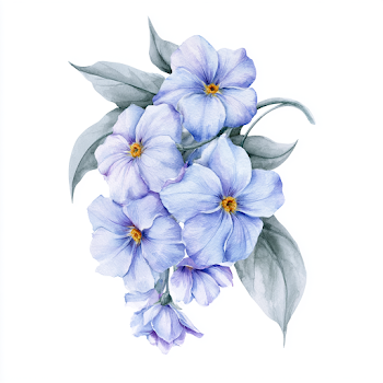 Delicate Periwinkle Blue Floral Watercolor Illustration