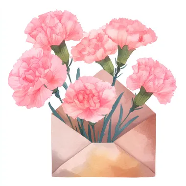 Delicate Pink Carnations in Envelope Clipart Delicate Pink Carnations in Envelope Clipart