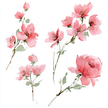 Delicate Pink Floral Watercolor Illustration