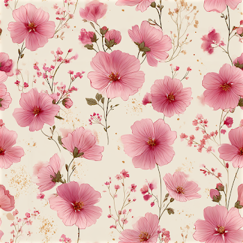 Delicate Pink Mallow Floral Pattern