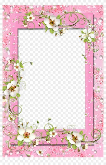 Delicate Pink Photo Frame With Floral Flower Decorations - White Flowers Borders Hd