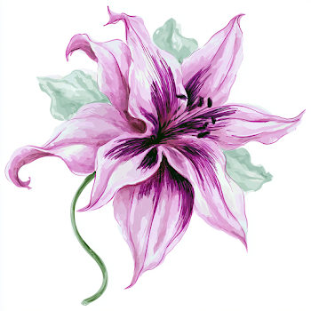 Delicate Pink-Purple Lily Illustration