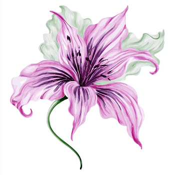 Delicate Pink-Purple Lily Illustration