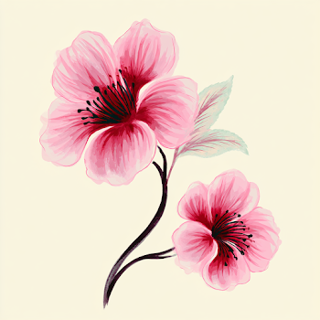 Delicate Pink Wildflowers Illustration