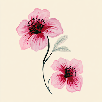 Delicate Pink Wildflowers on Elegant Cream Background