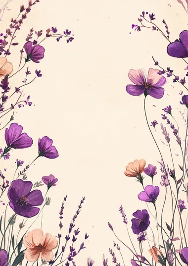 Delicate Purple Wildflowers Frame with Copy Space