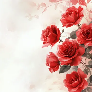 Delicate red roses painting for home decor with textured white background Delicate red roses painting for home decor with textured white background