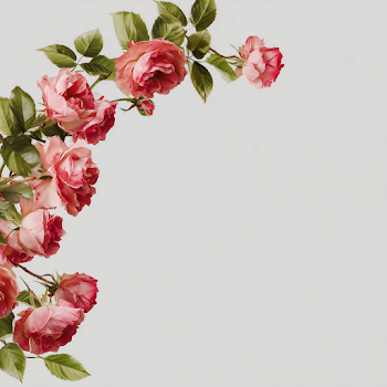 Delicate Rose Border on Light Background