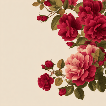 Delicate Rose Border on Light Background