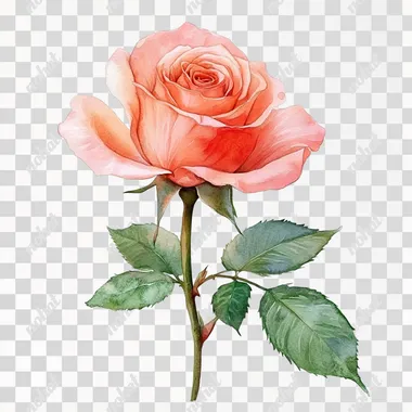 Delicate Rose Watercolor: A Serene Floral Composition Delicate Rose Watercolor: A Serene Floral Composition