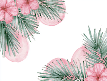 Delicate Tropical Botanical Frame with Hibiscus Flowers