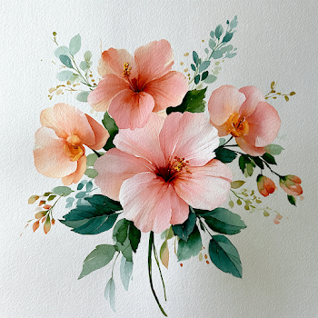 Delicate Tropical Watercolor Florals Bouquet