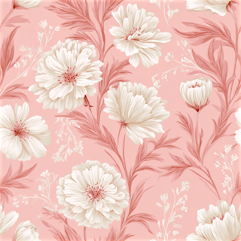 Delicate Vintage Floral Pattern in Blush Pink and Ivory