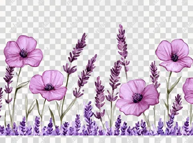 Delicate Watercolor Clip Art: Purple Flowers and Lavender