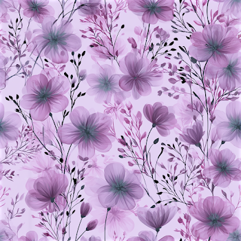 Delicate Watercolor Floral Pattern on Lavender