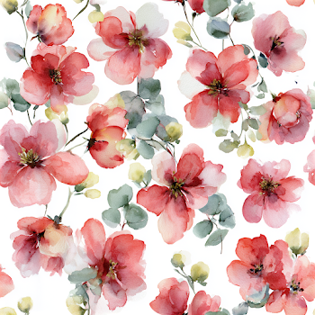 Delicate Watercolor Floral Pattern on White Background