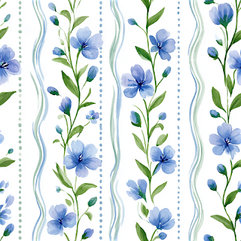 Delicate Watercolor Floral Striped Pattern
