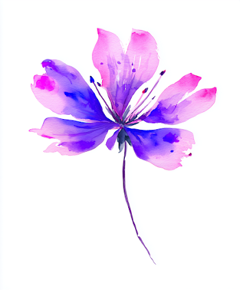 Delicate Watercolor Flower in Violet and Pink