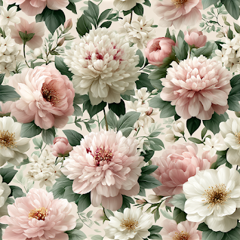 Delicate Watercolor Peonies and Jasmine Floral Pattern