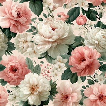 Delicate Watercolor Peonies and Jasmine Pattern