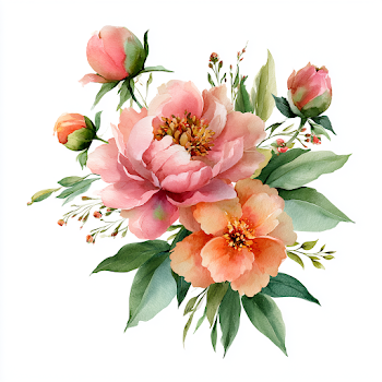 Delicate Watercolor Peony Bouquet